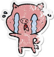 pegatina angustiada de una caricatura de cerdo llorando png