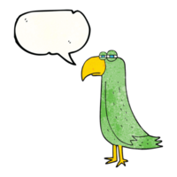 hand- toespraak bubbel getextureerde tekenfilm papegaai png