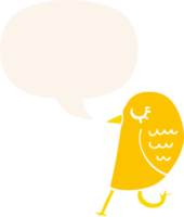 cartoon bird with speech bubble in retro style png