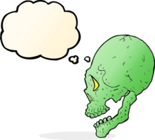 spooky skull illustration with thought bubble png