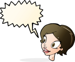 cartoon pretty female face with speech bubble png