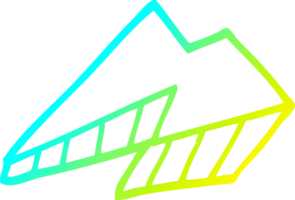 cold gradient line drawing of a cartoon lightning bolt png