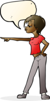 cartoon hip woman pointing with speech bubble png