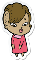 sticker of a cartoon surprised girl png