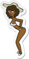 sticker of a cartoon pin-up beach girl png