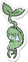 distressed sticker of a cartoon sprouting seedling png