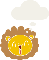 dibujos animados león cara con pensamiento burbuja en retro estilo png