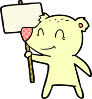 cartoon bear holding sign png