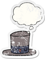 tecknad serie topp hatt med trodde bubbla som en bedrövad bärs klistermärke png