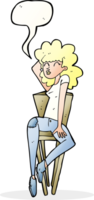 cartoon woman posing on chair with speech bubble png