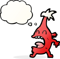 cartoon funny christmas creature with thought bubble png