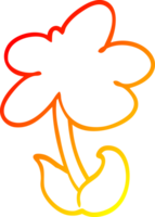 warm gradient line drawing of a cute cartoon flower png