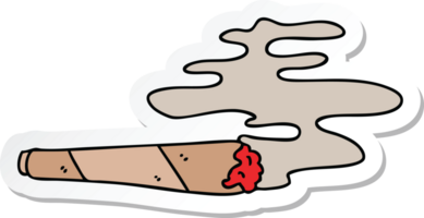 sticker of a quirky hand drawn cartoon lit joint png