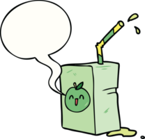 dessin animé Pomme jus boîte avec discours bulle png