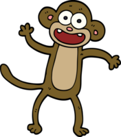 cartoon doodle waving monkey png