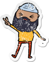 distressed sticker of a cartoon man with beard png