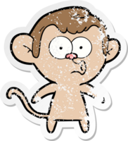 distressed sticker of a cartoon hooting monkey png