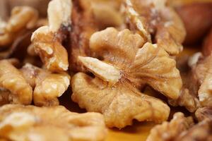 walnut on a plate on table photo