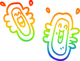 rainbow gradient line drawing of a cartoon happy germs png