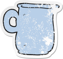 retro distressed sticker of a cartoon milk jug png