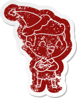 peculiar desenho animado angustiado adesivo do uma rindo homem vestindo santa chapéu png