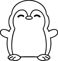 line doodle of a cute little penguin png