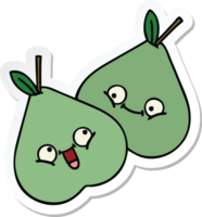 sticker of a cute cartoon green pear png