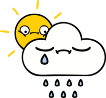 carino cartone animato di un' luce del sole e pioggia nube png