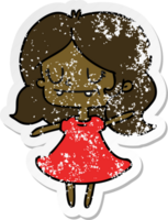 hand drawn distressed sticker cartoon of cute kawaii girl png