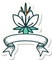 tattoo style sticker with banner of a water lily png