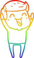 rainbow gradient line drawing of a cartoon man laughing png