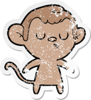 autocollant en détresse d'un singe de dessin animé png