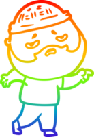 regenboog helling lijn tekening van een tekenfilm bezorgd Mens met baard png