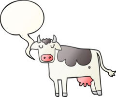 desenho animado vaca com discurso bolha dentro suave gradiente estilo png