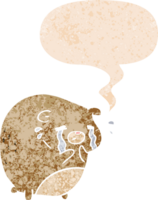 desenho animado chorando Urso com discurso bolha dentro grunge angustiado retro texturizado estilo png