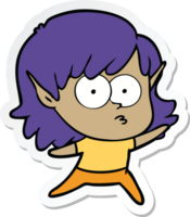 sticker of a cartoon elf girl staring png