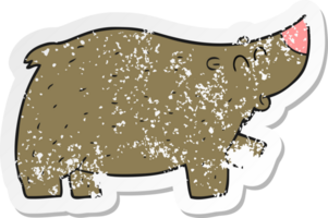 retro distressed sticker of a cartoon bear png