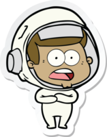 sticker of a cartoon surprised astronaut png