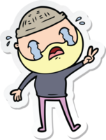 sticker of a cartoon bearded man crying png