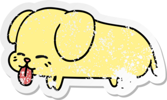 hand drawn distressed sticker cartoon of cute kawaii dog png