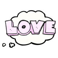 hand drawn thought bubble textured cartoon word love png