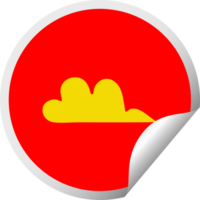 circular peeling sticker cartoon of a cloud png
