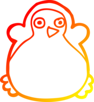 warm gradient line drawing of a cartoon penguin png