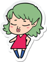 sticker of a pretty cartoon elf girl png