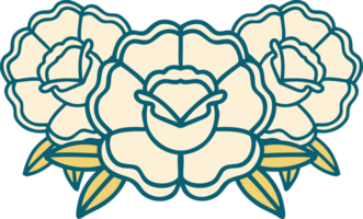 iconic tattoo style image of a bouquet of flowers png