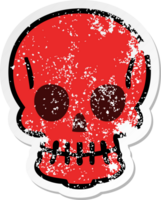 distressed sticker of a quirky hand drawn cartoon skull png