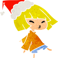 mão desenhado Natal retro desenho animado do kawaii menina png