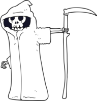 hand drawn black and white cartoon death png