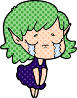 cartoon crying elf girl png