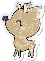 distressed sticker cartoon illustration of  kawaii cute deer png